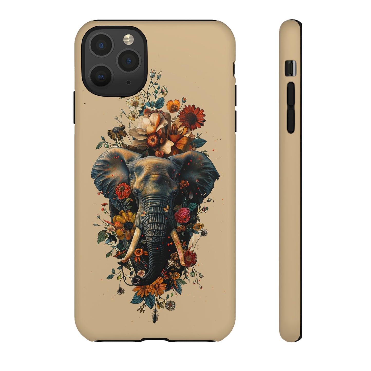 Elephant Flowers Tough Phone Case