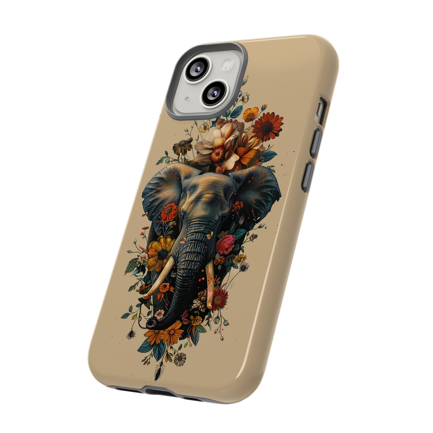 Elephant Flowers Tough Phone Case