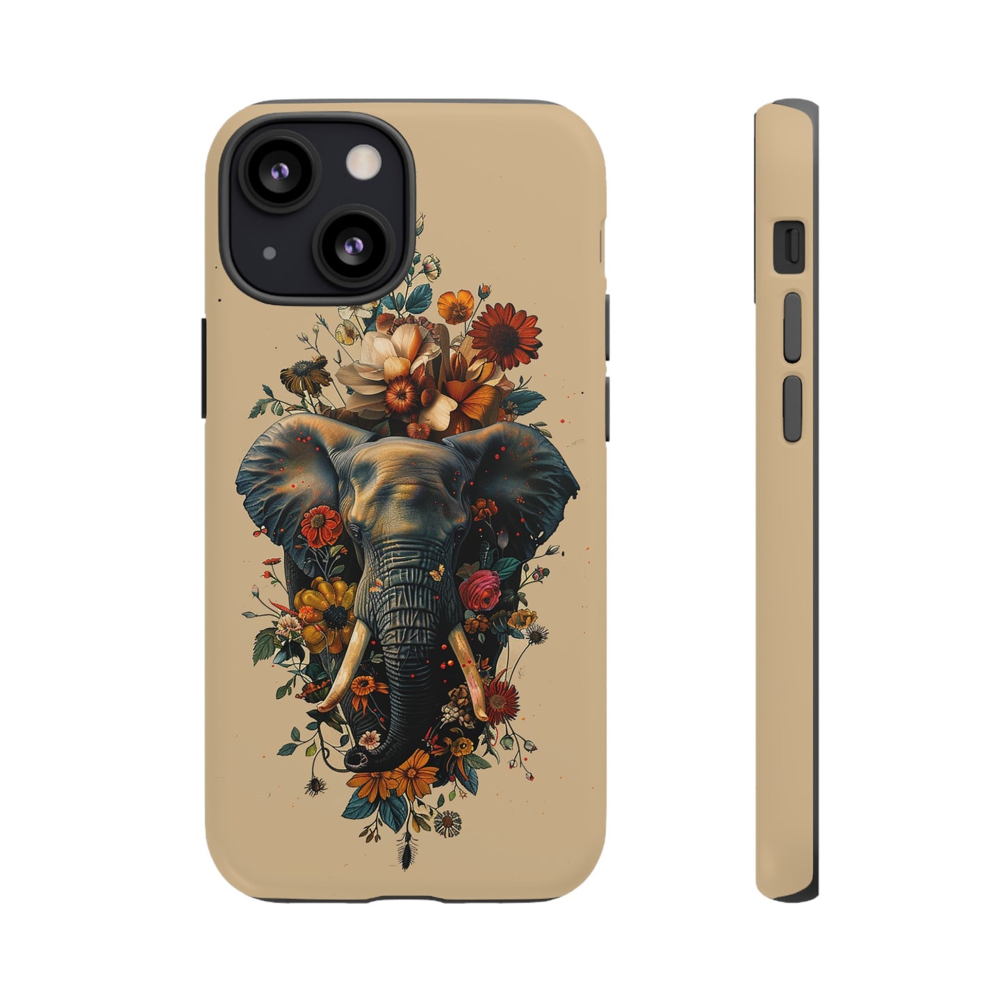 Elephant Flowers Tough Phone Case