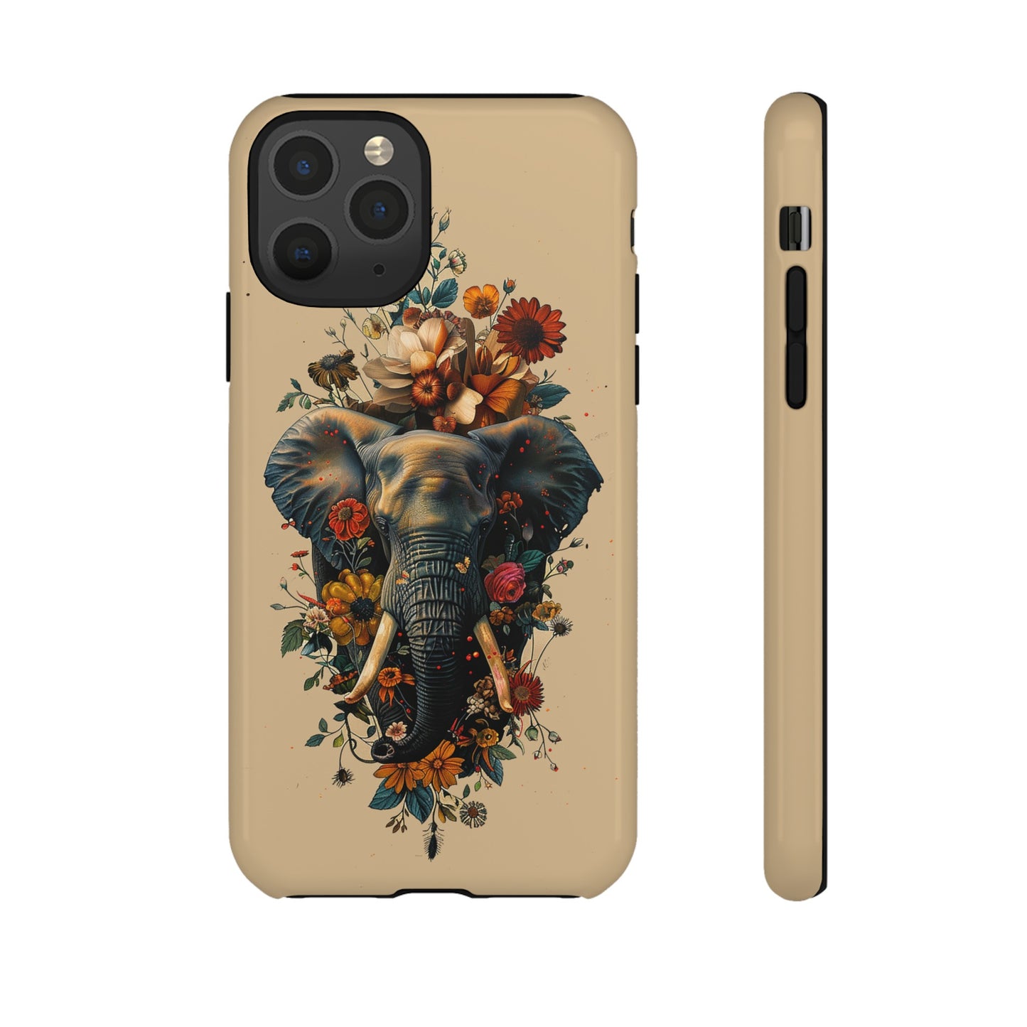 Elephant Flowers Tough Phone Case