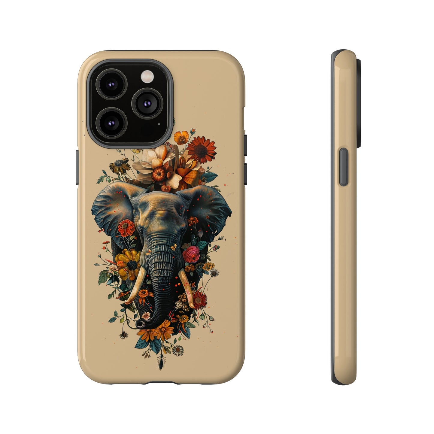 Elephant Flowers Tough Phone Case