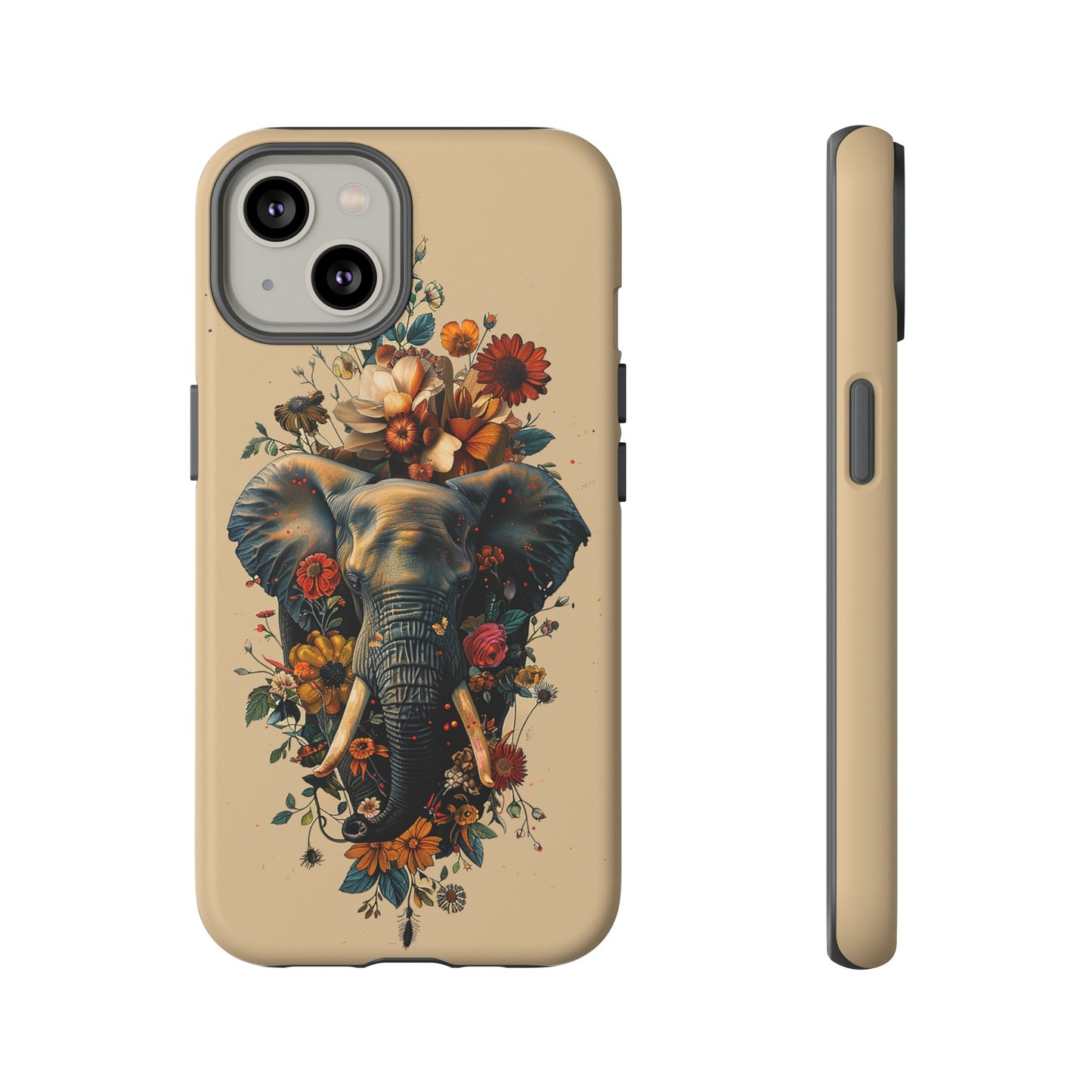 Elephant Flowers Tough Phone Case