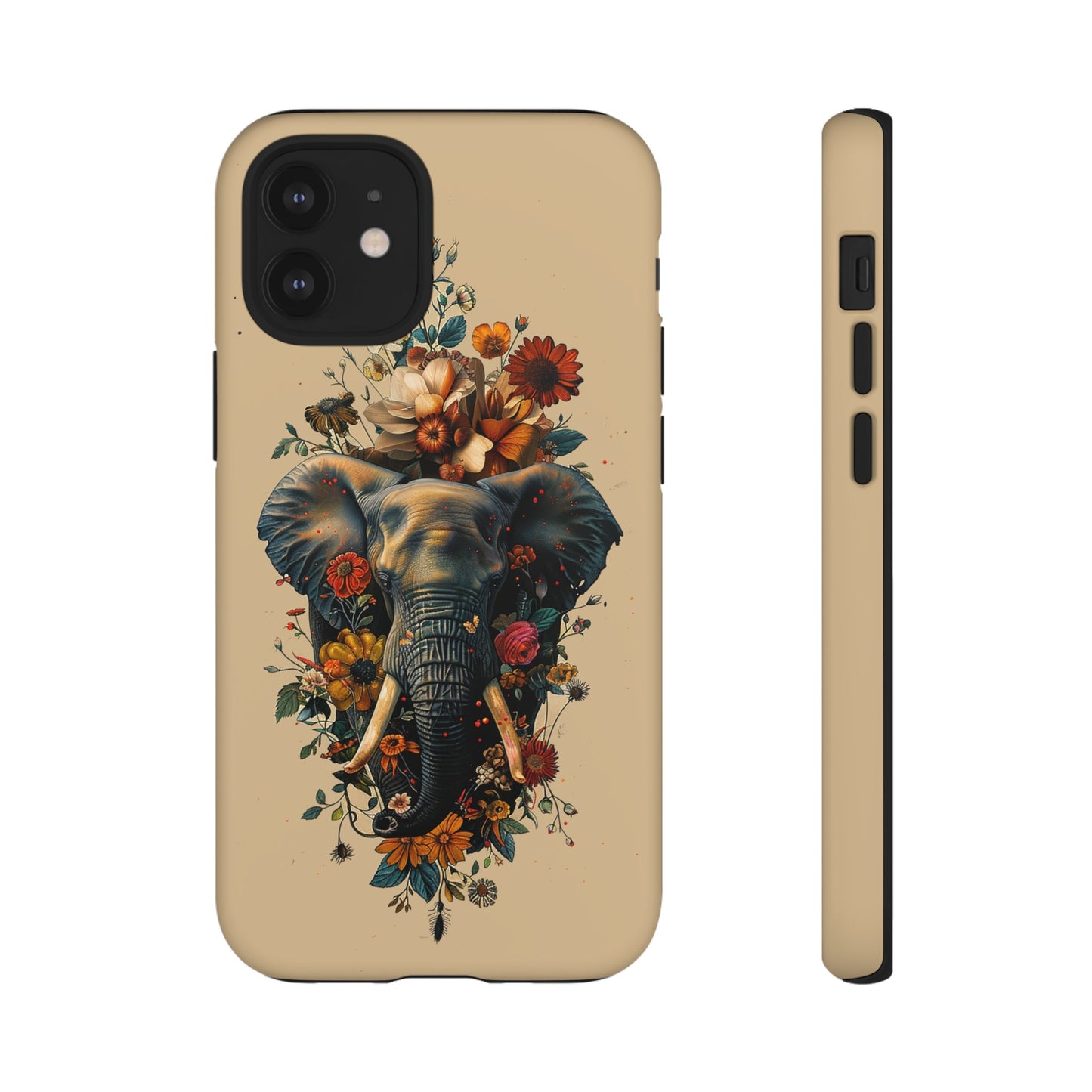 Elephant Flowers Tough Phone Case