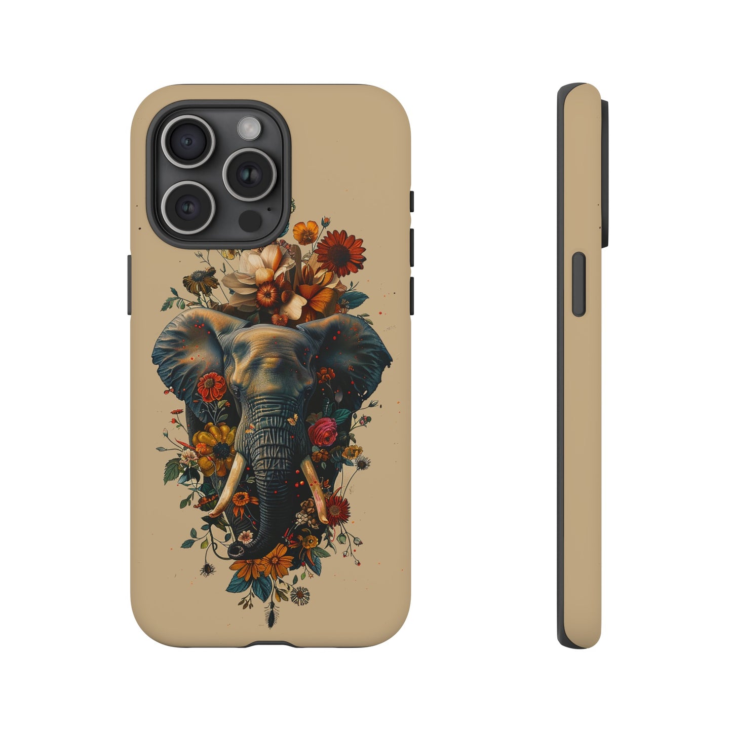 Elephant Flowers Tough Phone Case