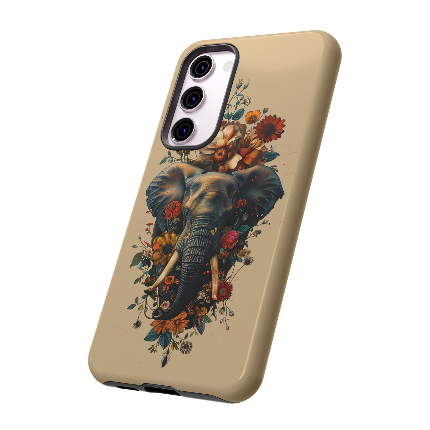 Elephant Flowers Tough Phone Case