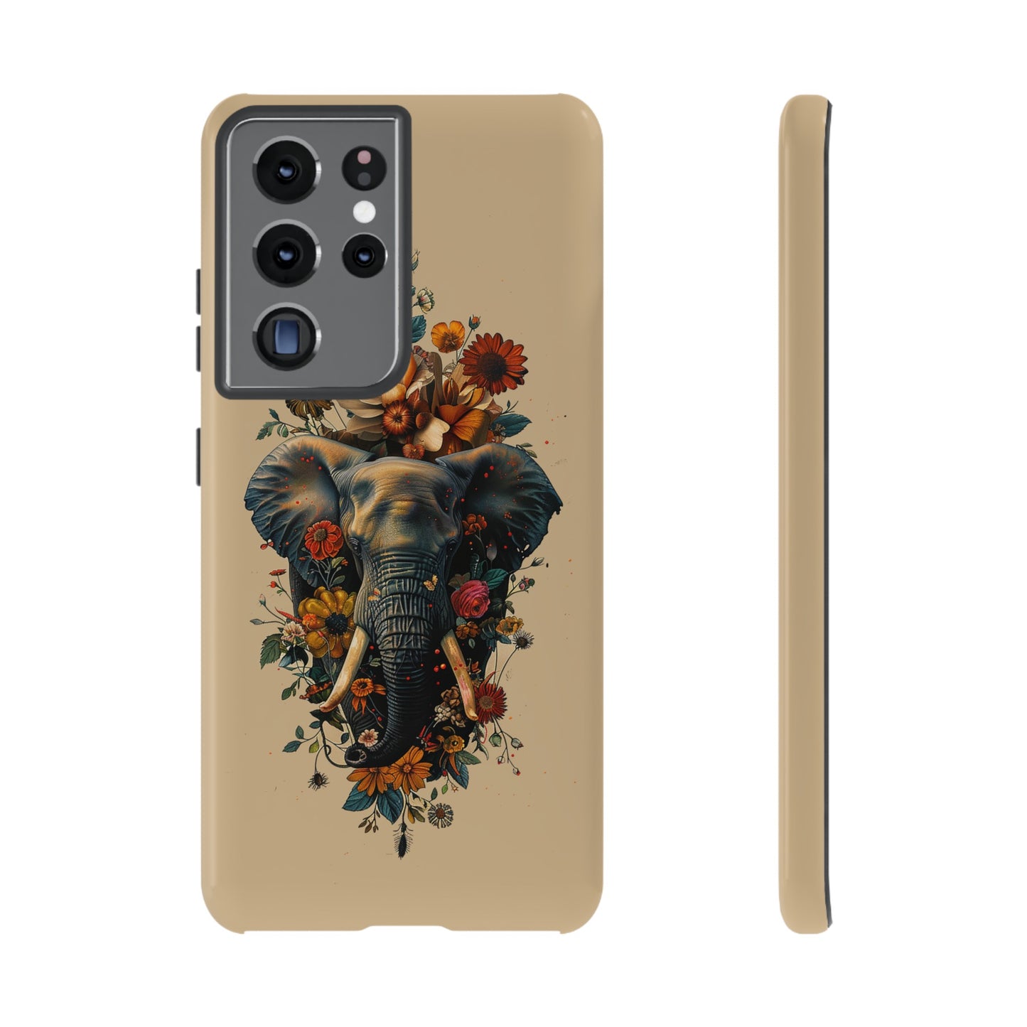 Elephant Flowers Tough Phone Case