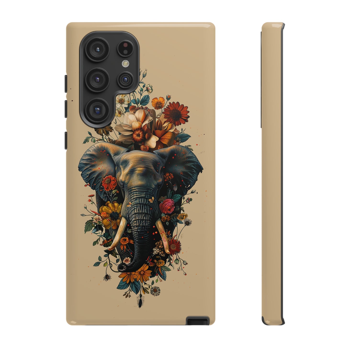 Elephant Flowers Tough Phone Case