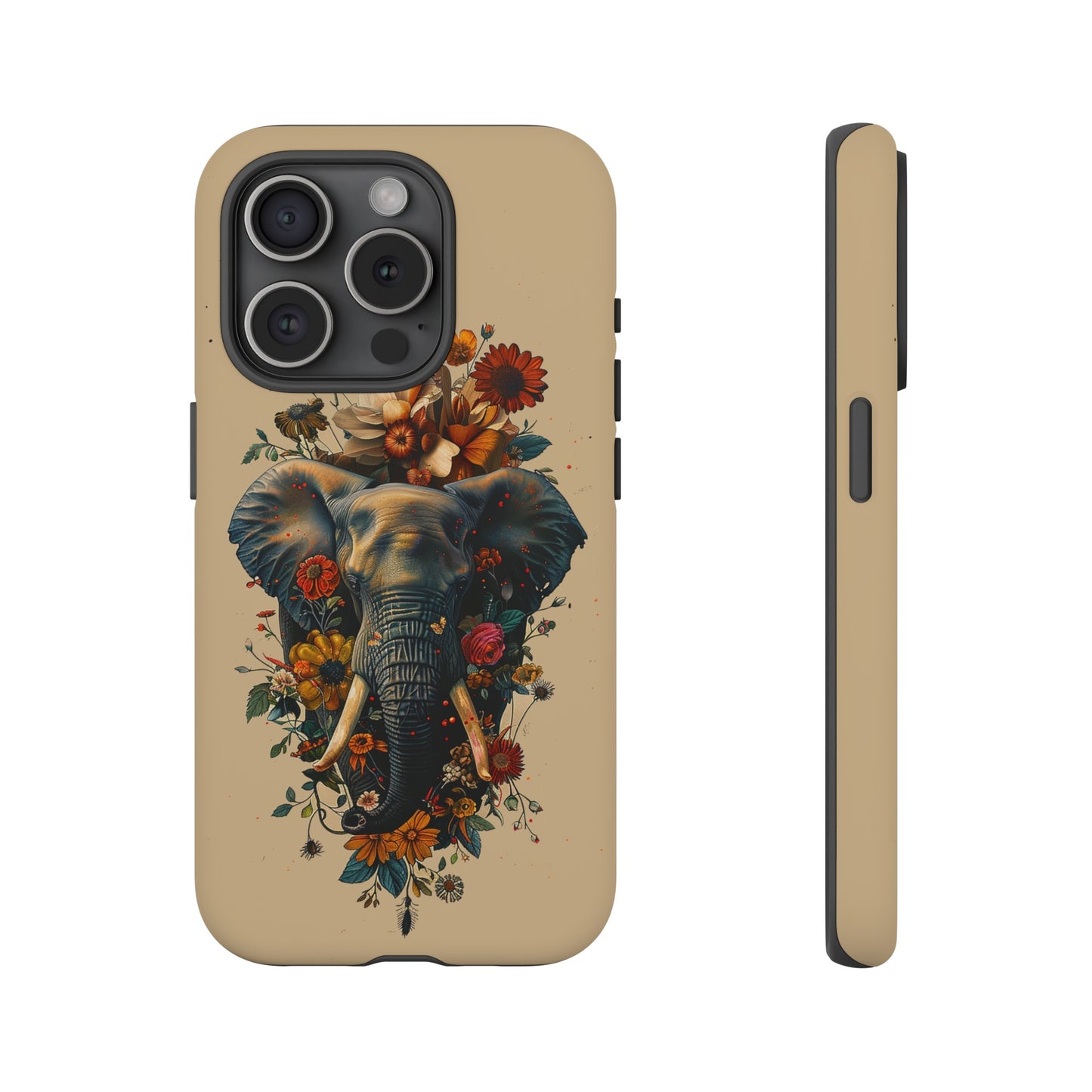 Elephant Flowers Tough Phone Case