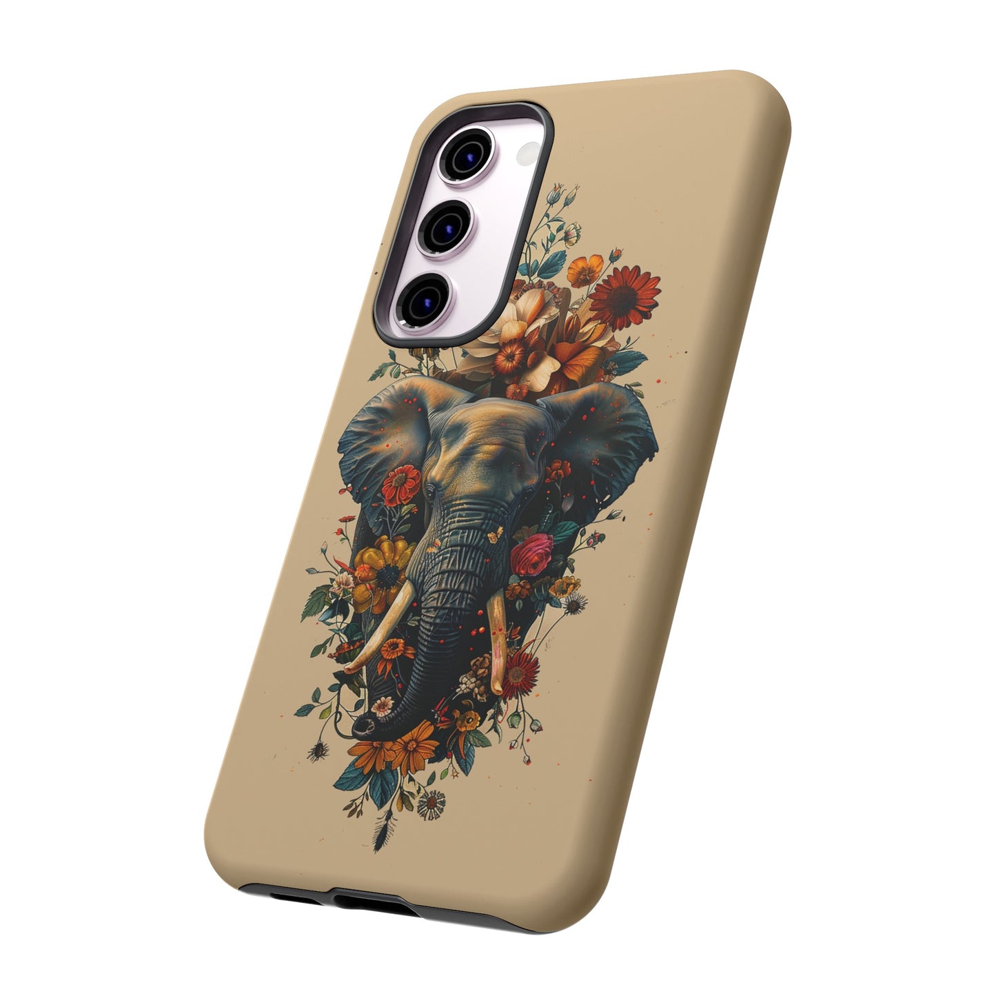 Elephant Flowers Tough Phone Case