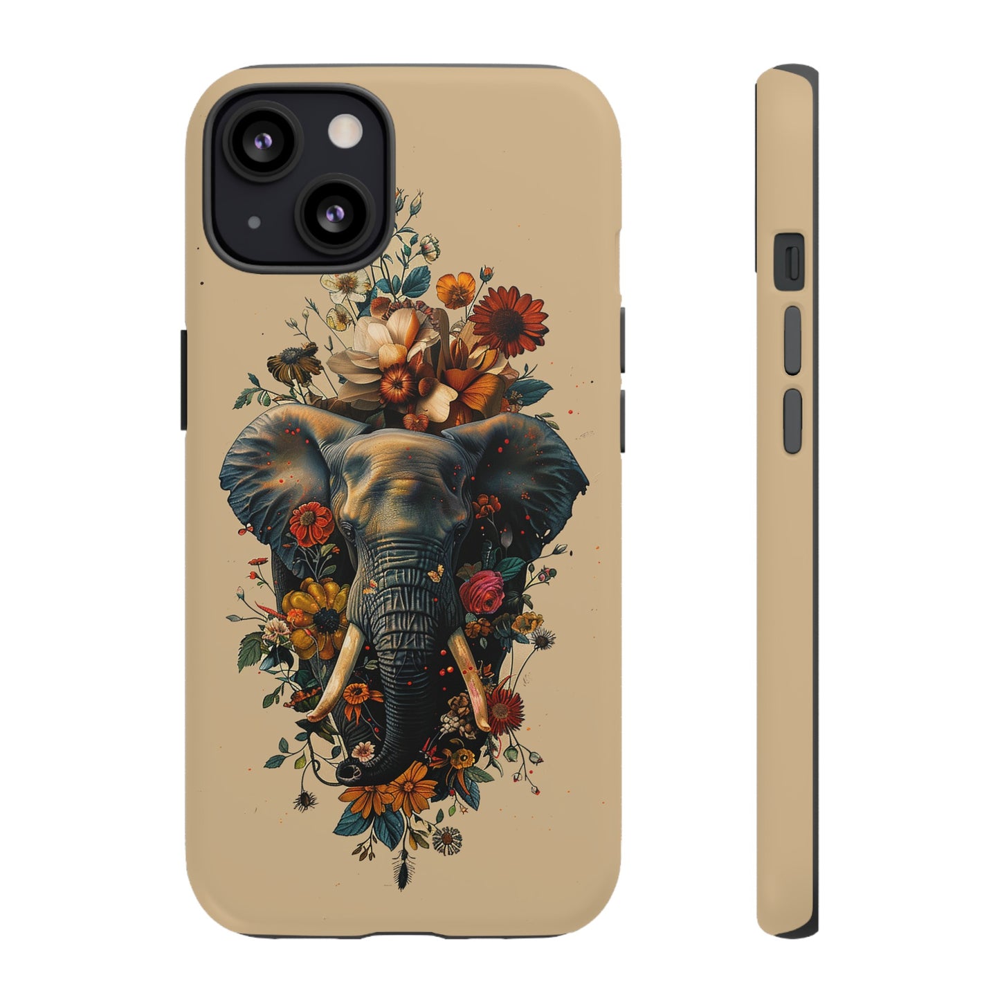 Elephant Flowers Tough Phone Case