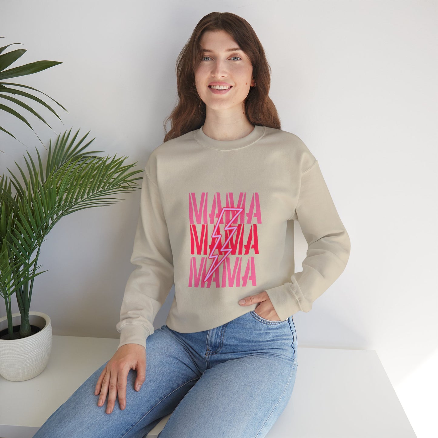 MAMA Lighting Bolt Unisex Heavy Blend™ Crewneck Sweatshirt