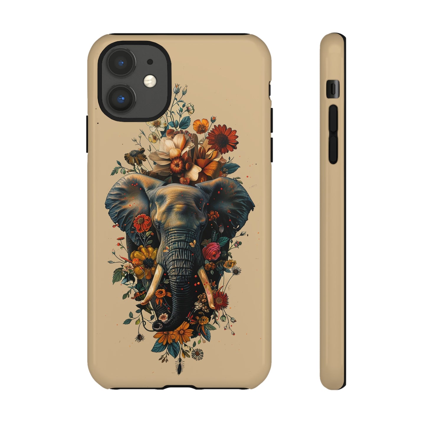 Elephant Flowers Tough Phone Case