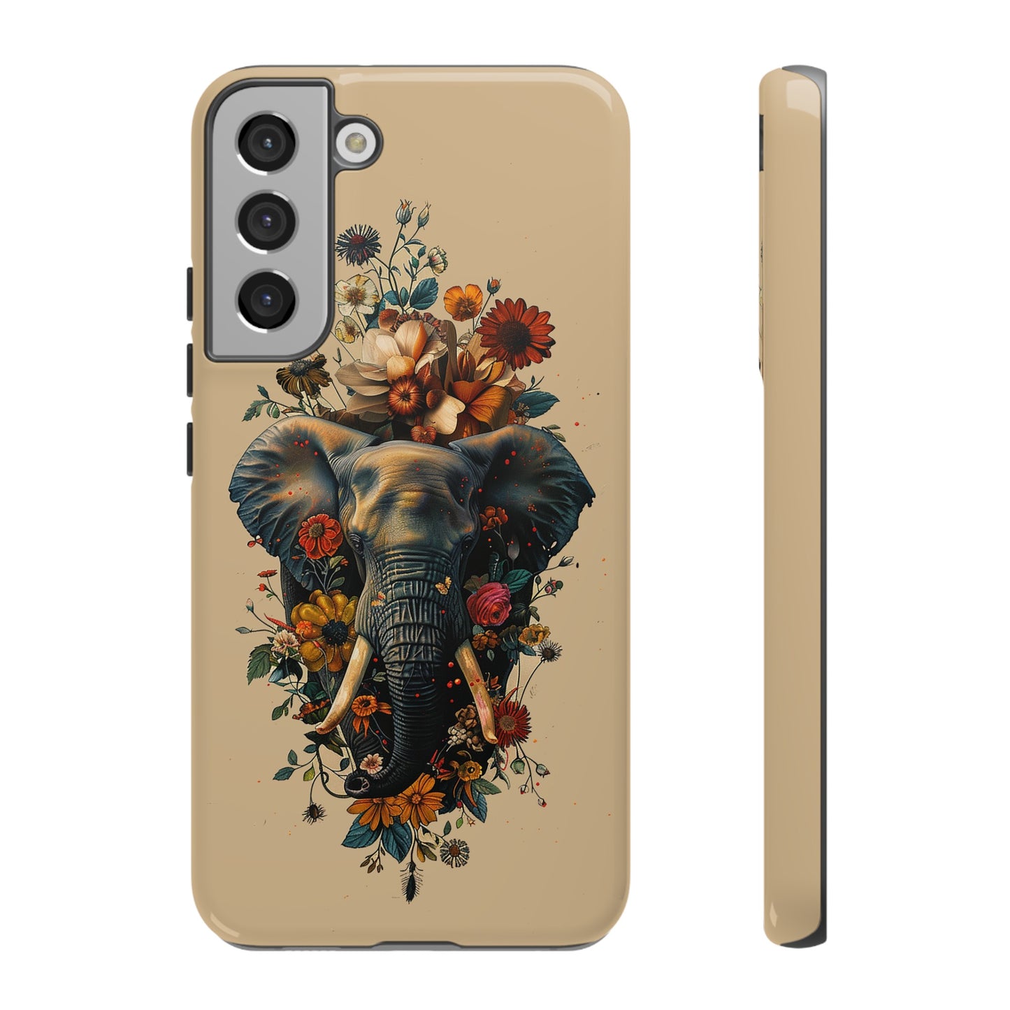 Elephant Flowers Tough Phone Case