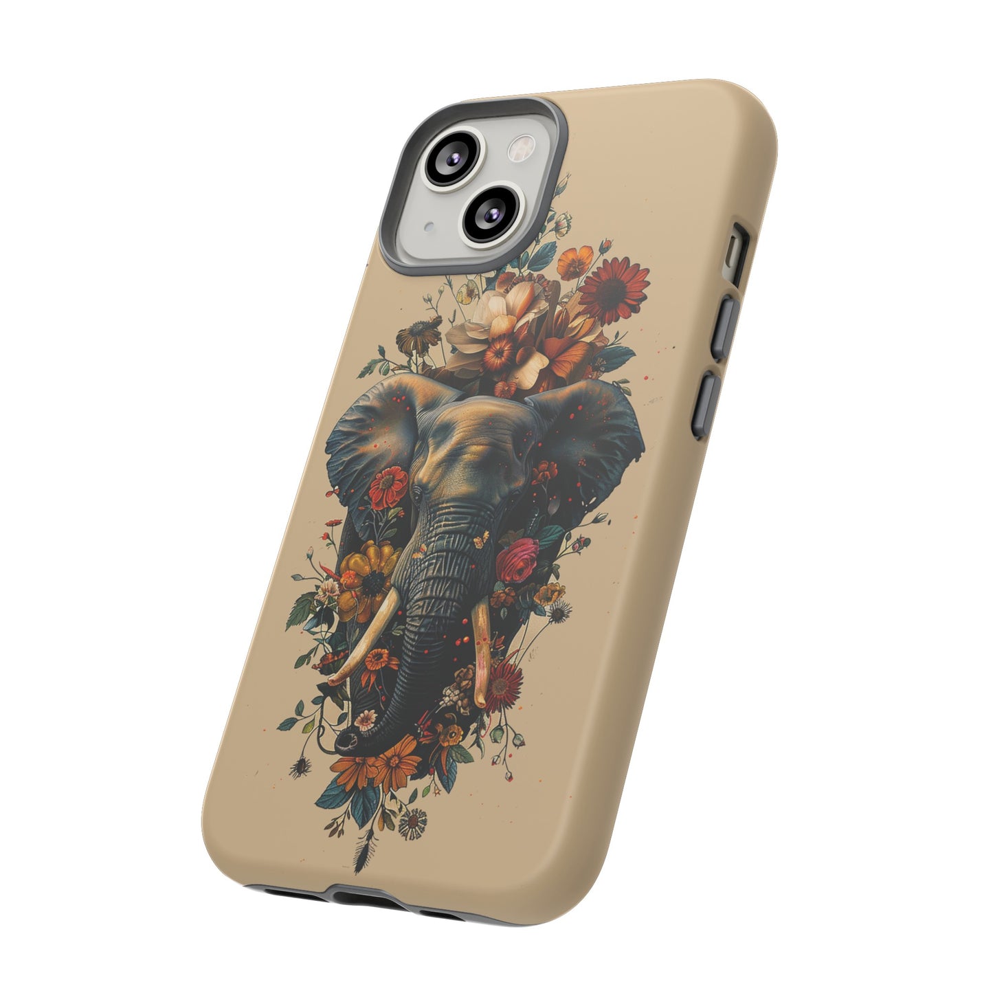 Elephant Flowers Tough Phone Case