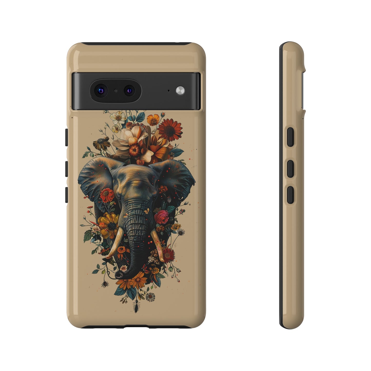 Elephant Flowers Tough Phone Case