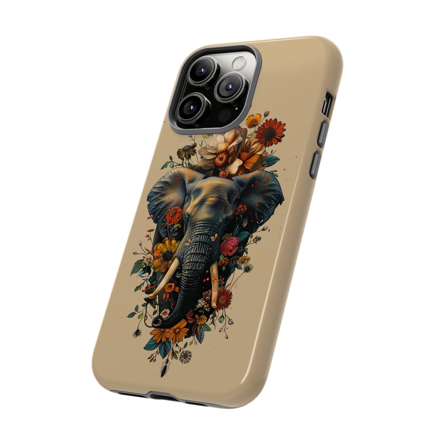 Elephant Flowers Tough Phone Case