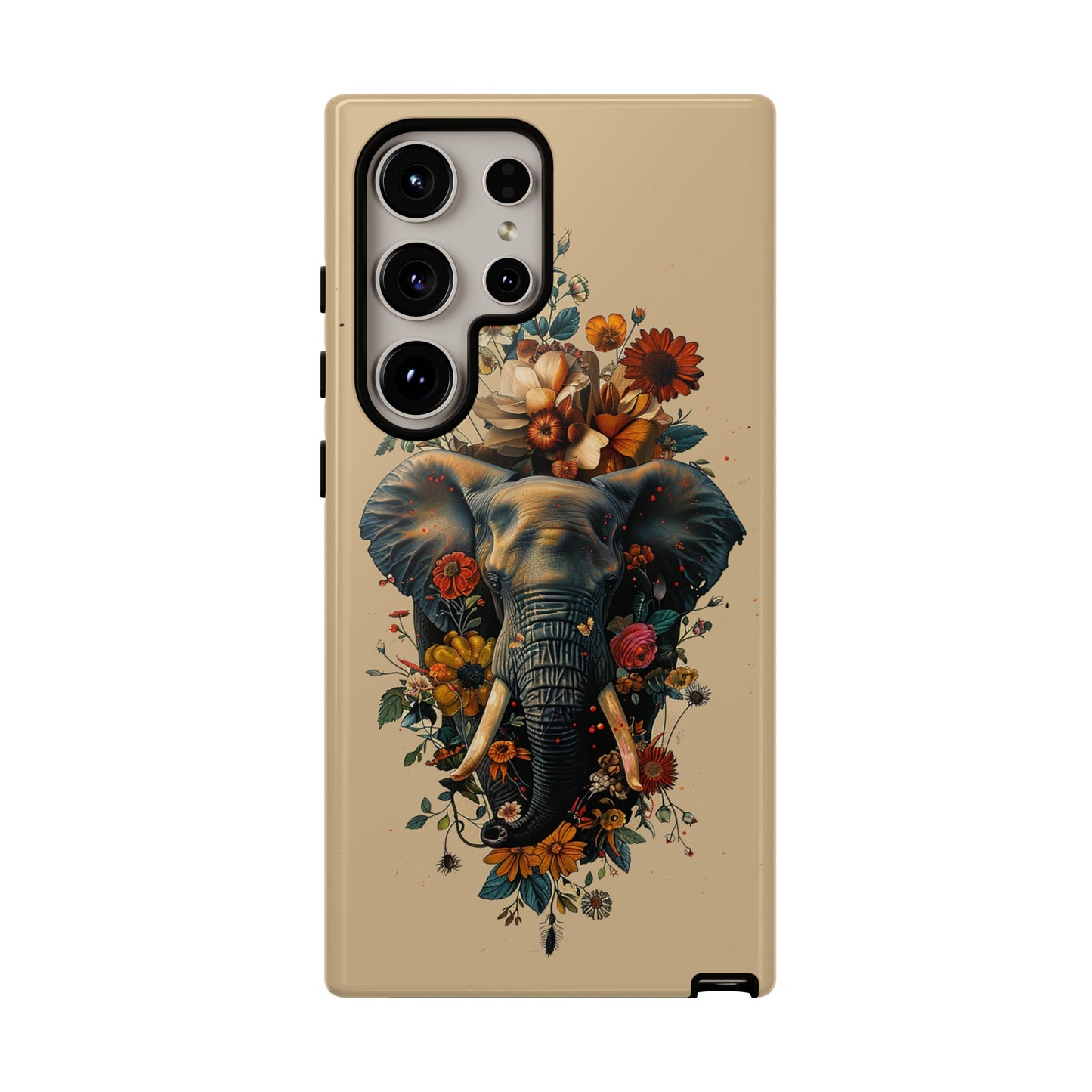 Elephant Flowers Tough Phone Case