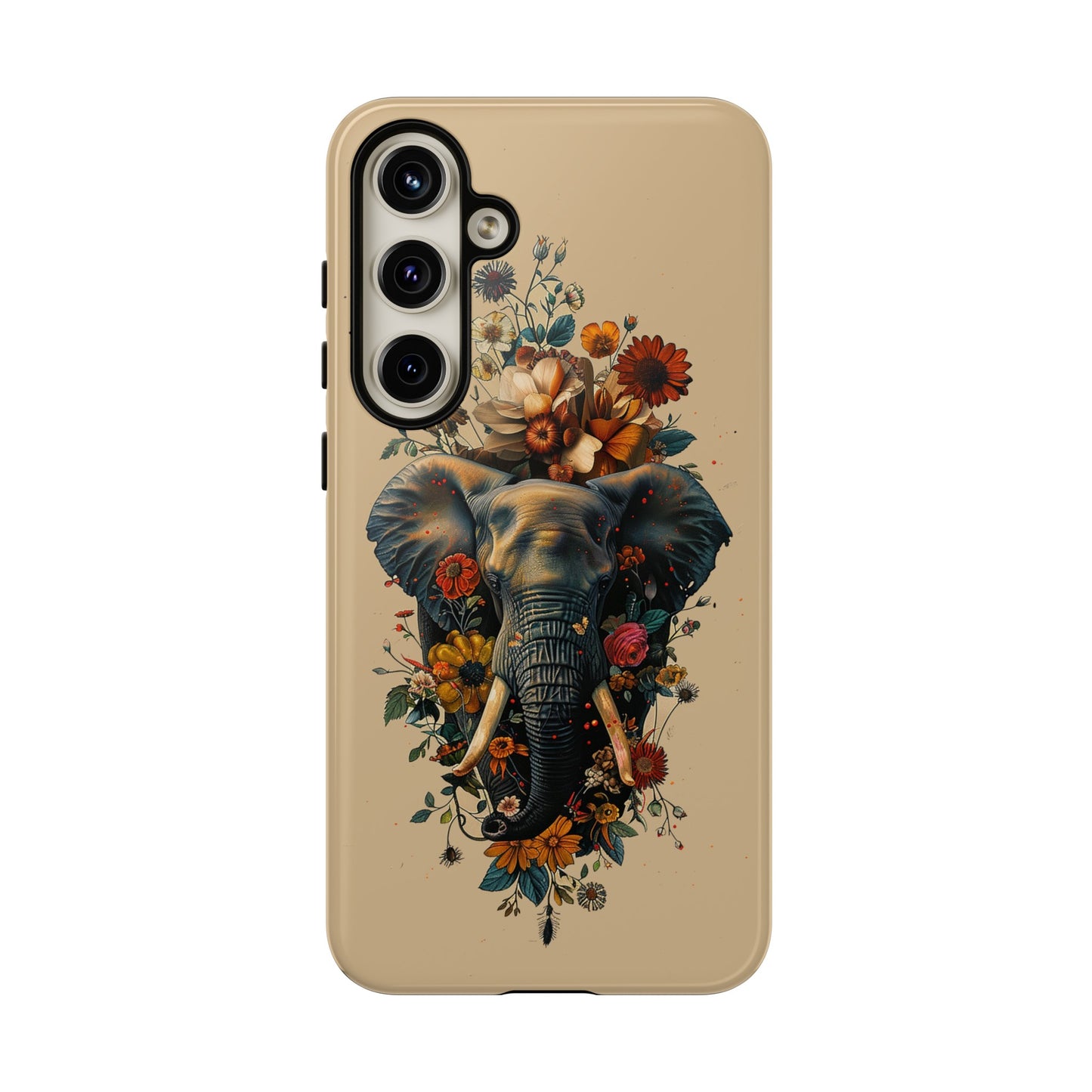 Elephant Flowers Tough Phone Case