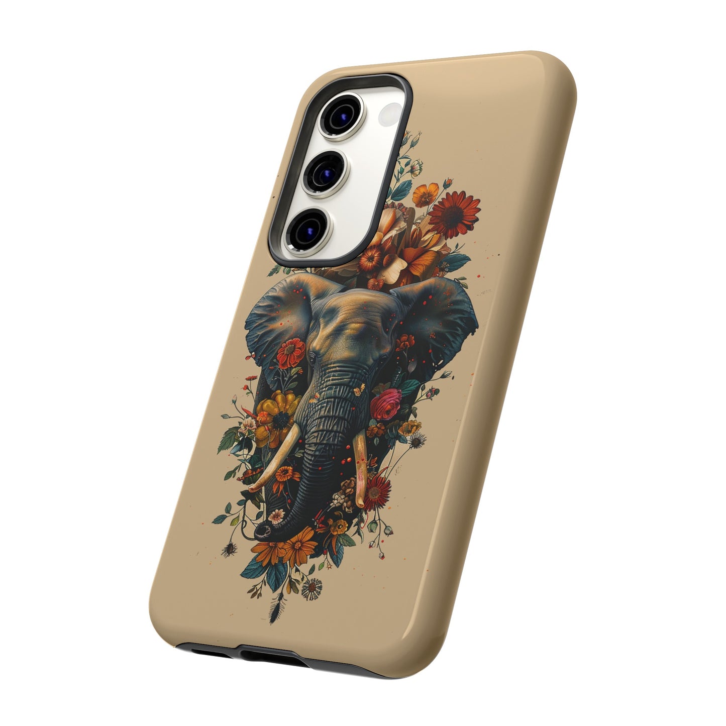 Elephant Flowers Tough Phone Case