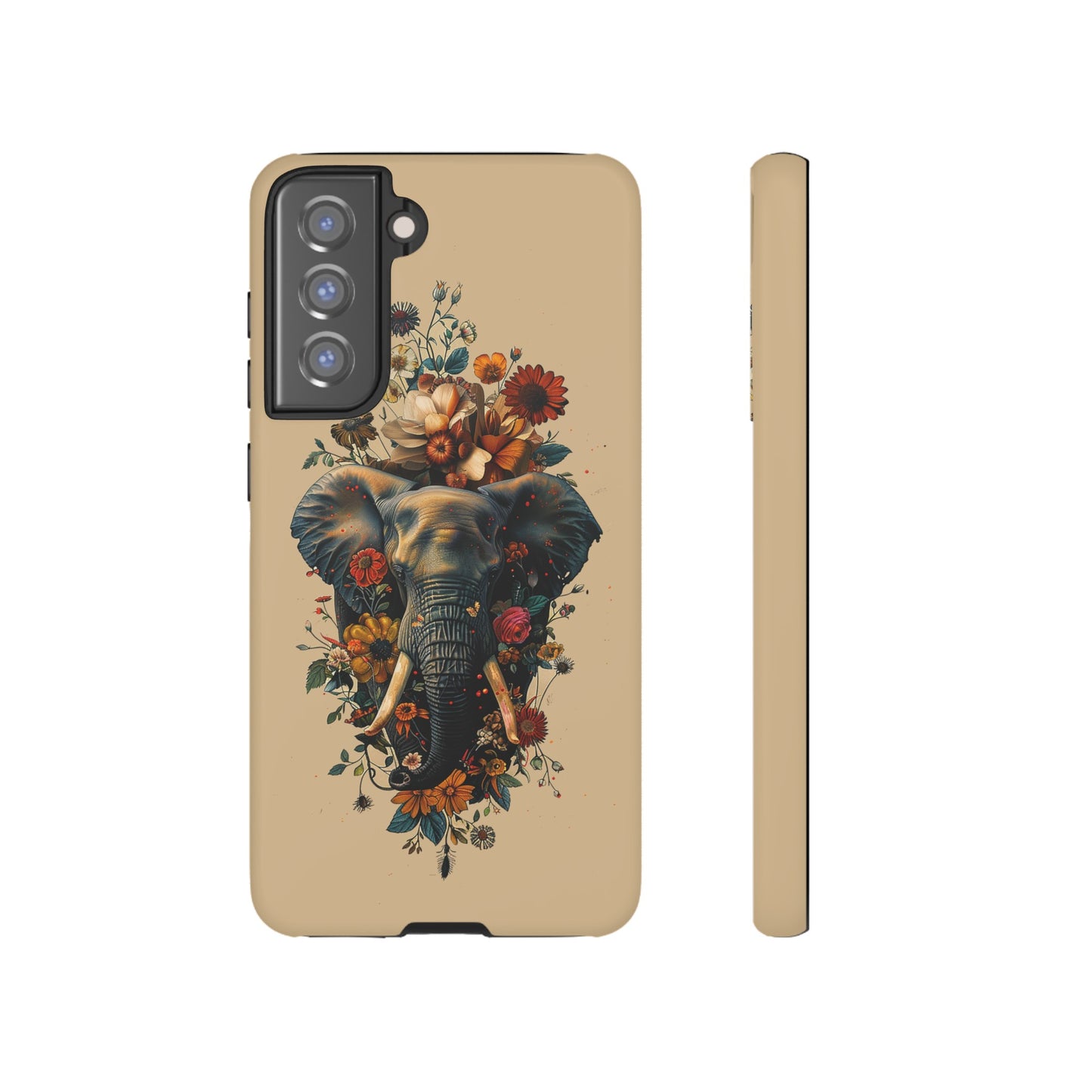 Elephant Flowers Tough Phone Case