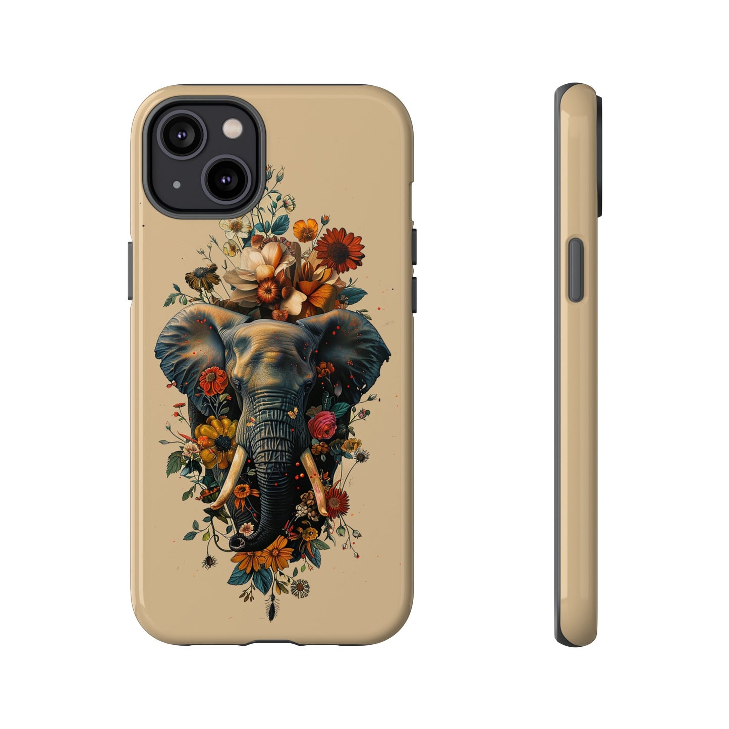 Elephant Flowers Tough Phone Case