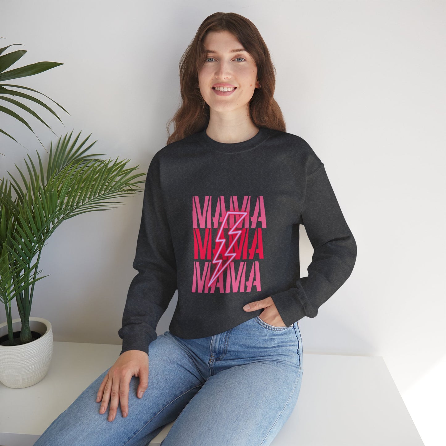 MAMA Lighting Bolt Unisex Heavy Blend™ Crewneck Sweatshirt