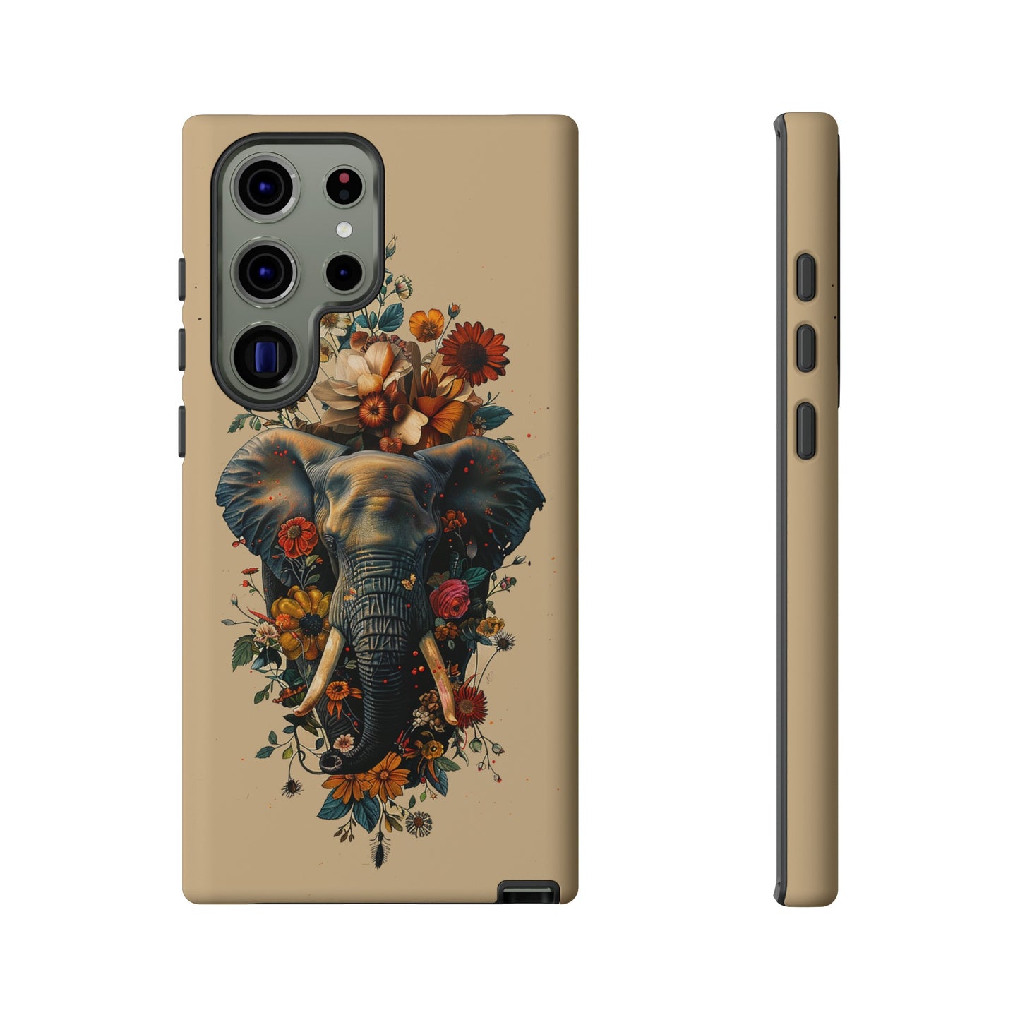 Elephant Flowers Tough Phone Case