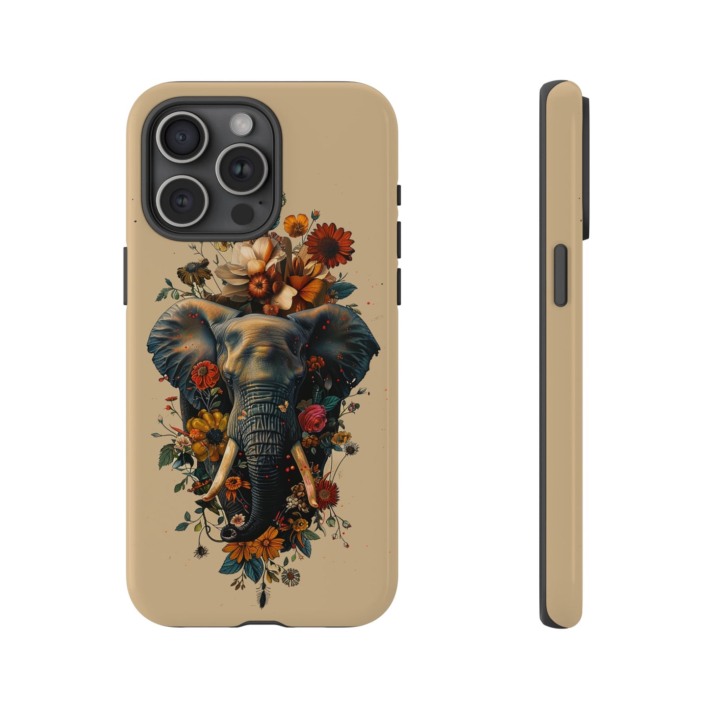 Elephant Flowers Tough Phone Case