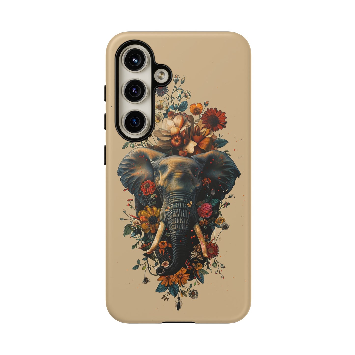 Elephant Flowers Tough Phone Case