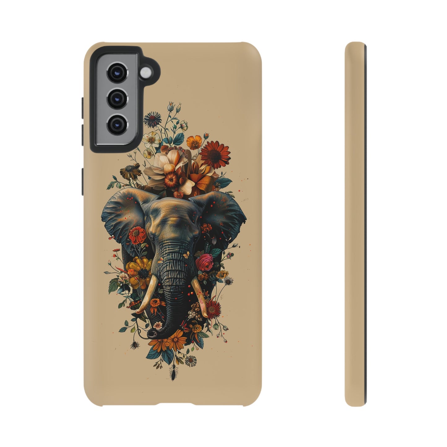 Elephant Flowers Tough Phone Case