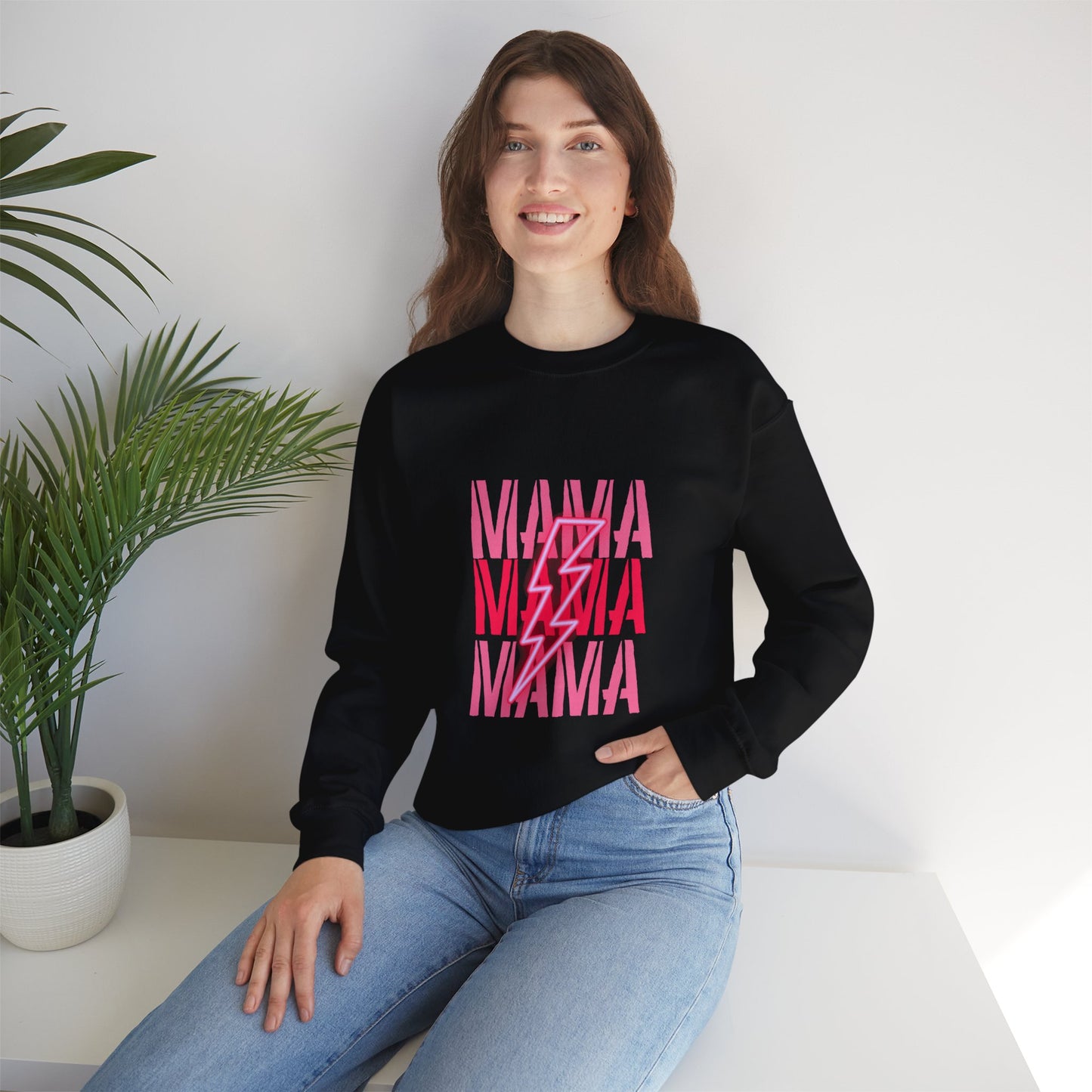 MAMA Lighting Bolt Unisex Heavy Blend™ Crewneck Sweatshirt