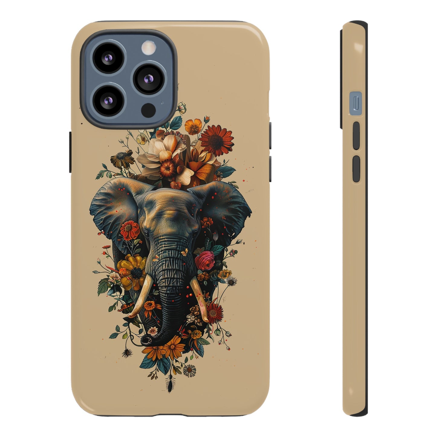 Elephant Flowers Tough Phone Case