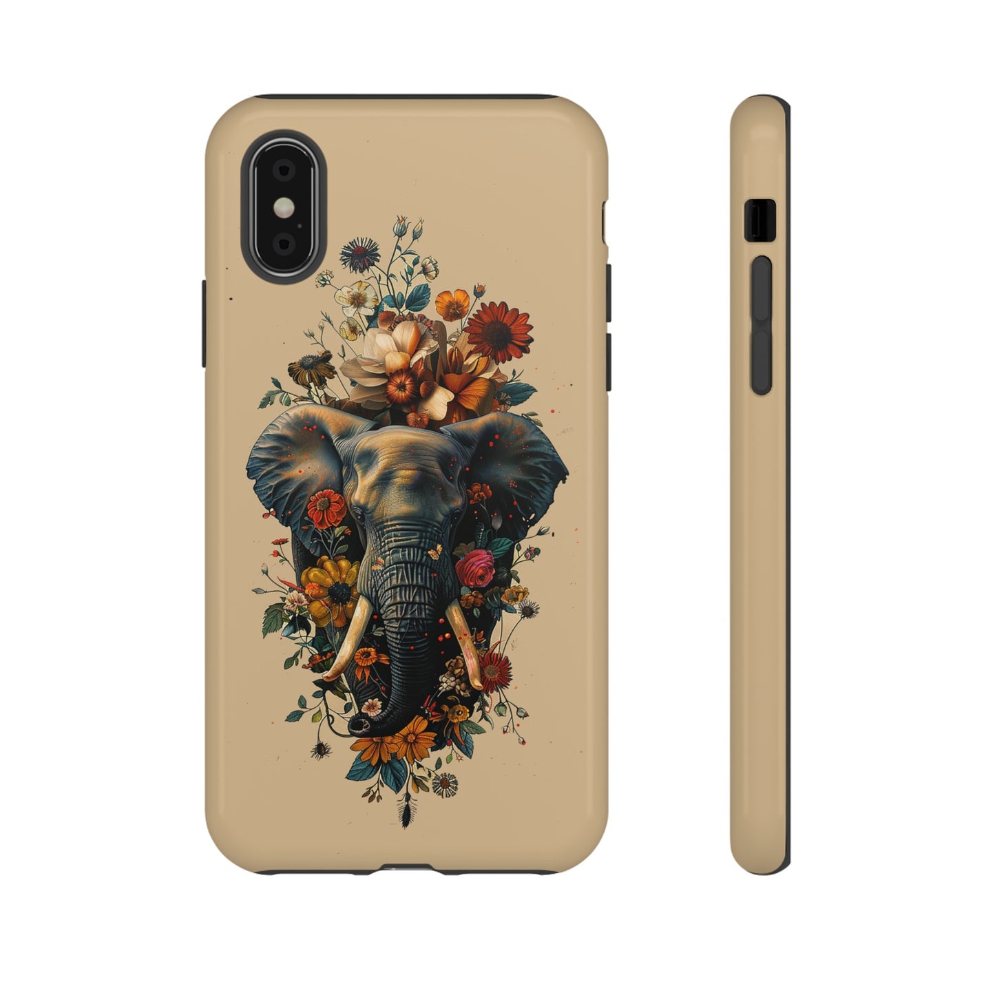 Elephant Flowers Tough Phone Case