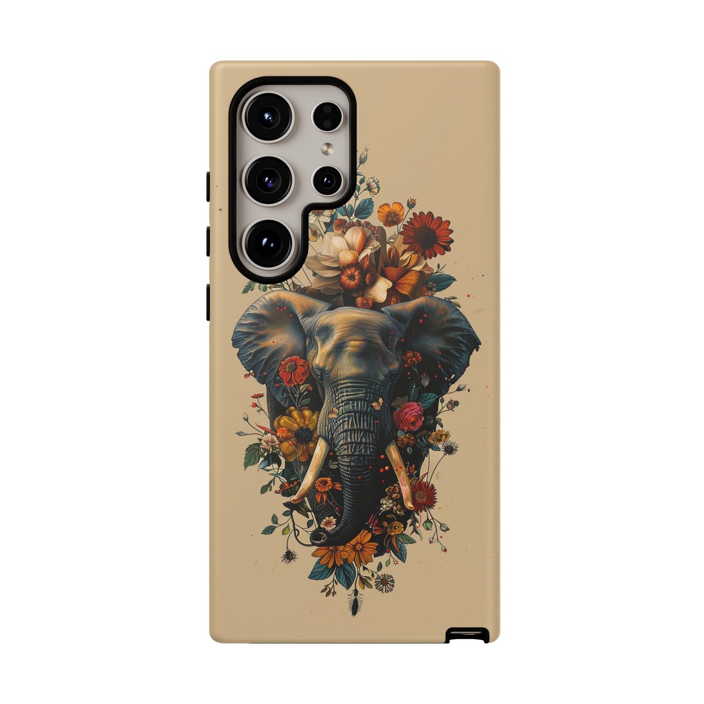 Elephant Flowers Tough Phone Case