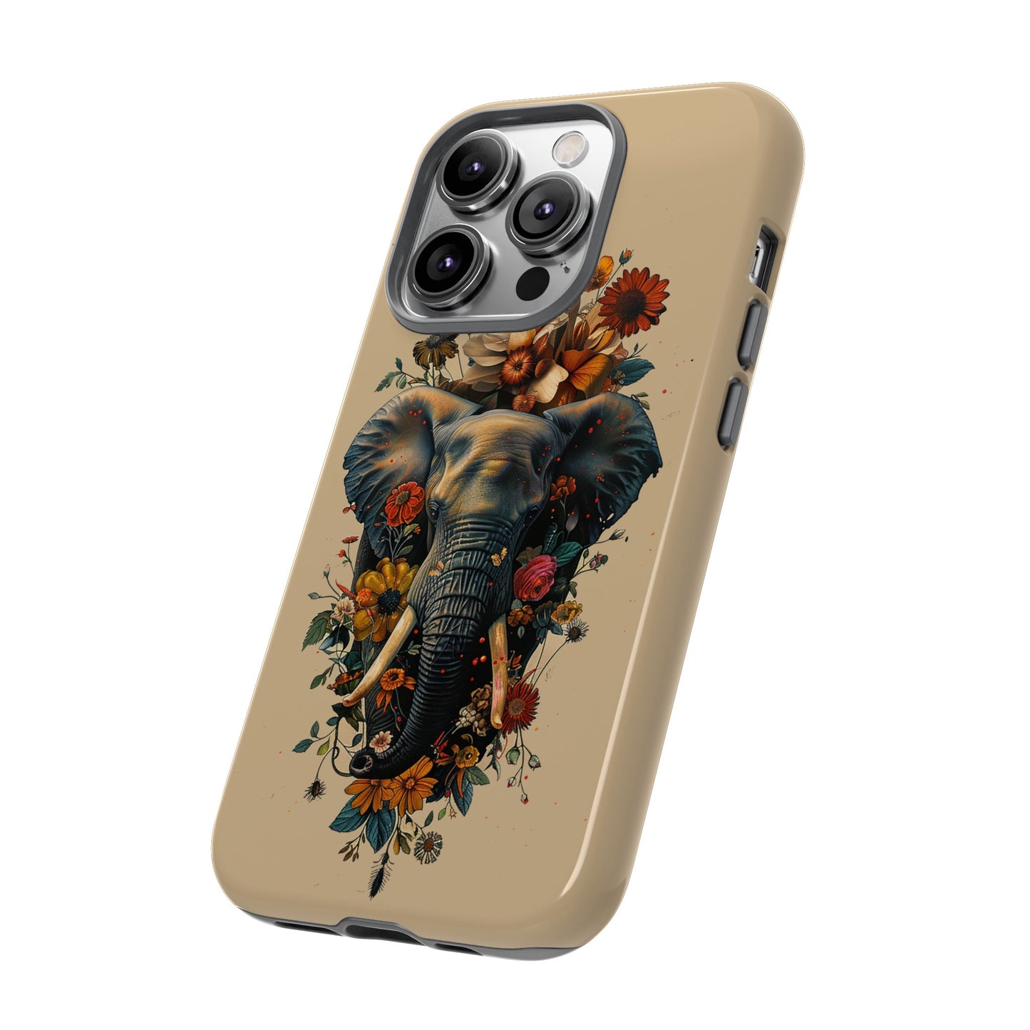 Elephant Flowers Tough Phone Case