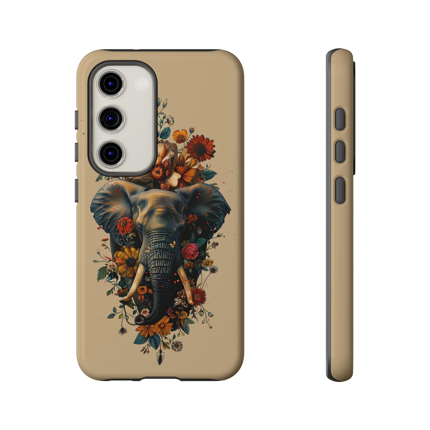 Elephant Flowers Tough Phone Case