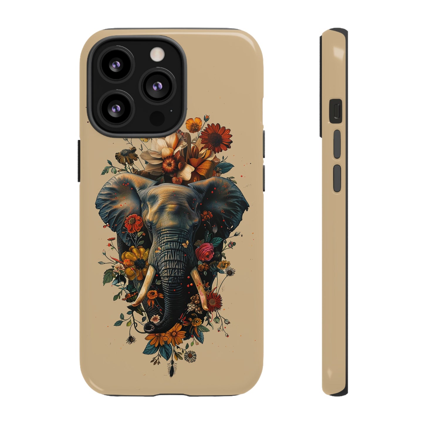 Elephant Flowers Tough Phone Case