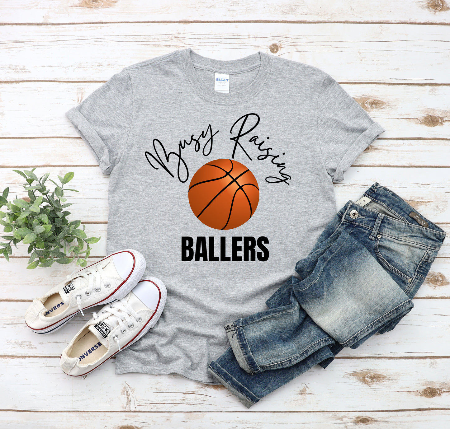 Busy Raising Ballers Basketball Unisex Tee