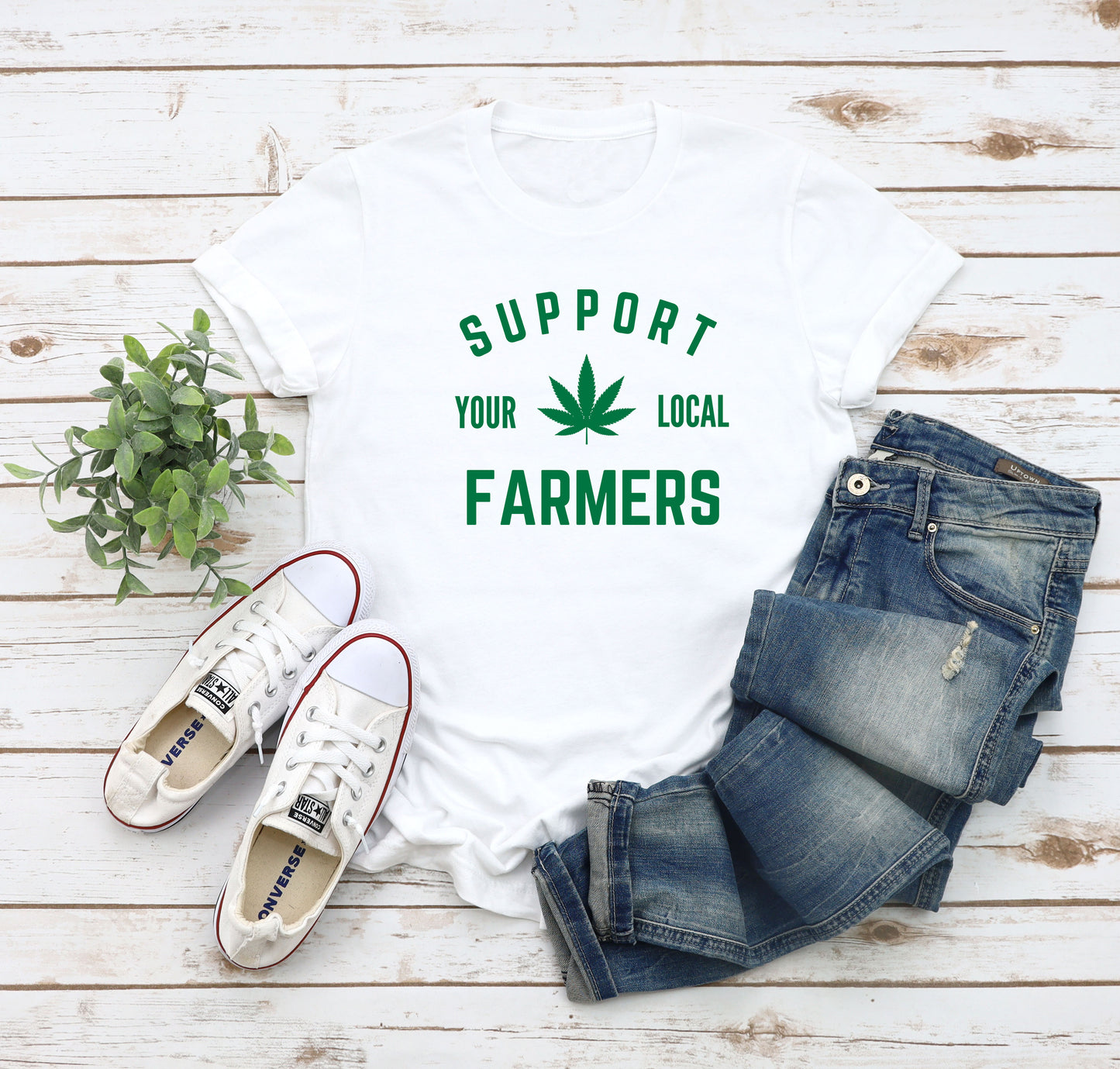 Support Your Local Farmers (Cannabis) Jersey Short Sleeve Tee