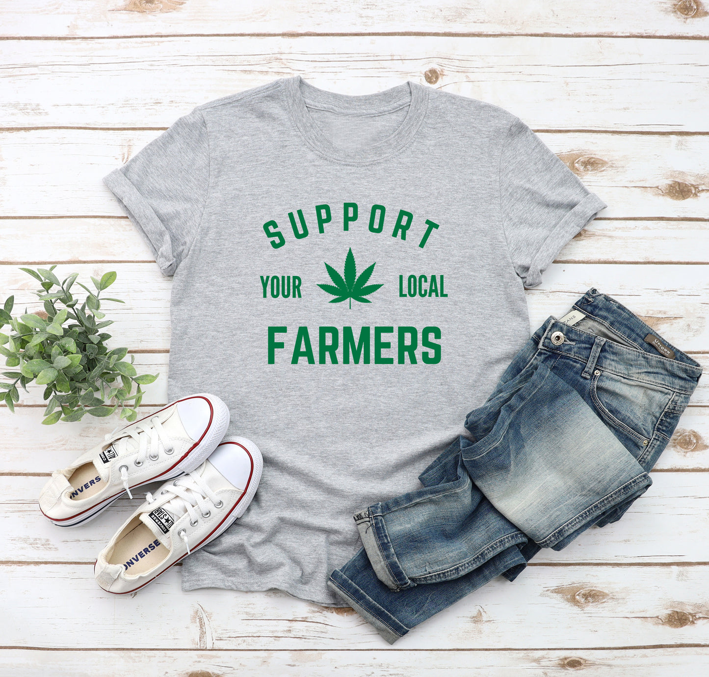 Support Your Local Farmers (Cannabis) Jersey Short Sleeve Tee