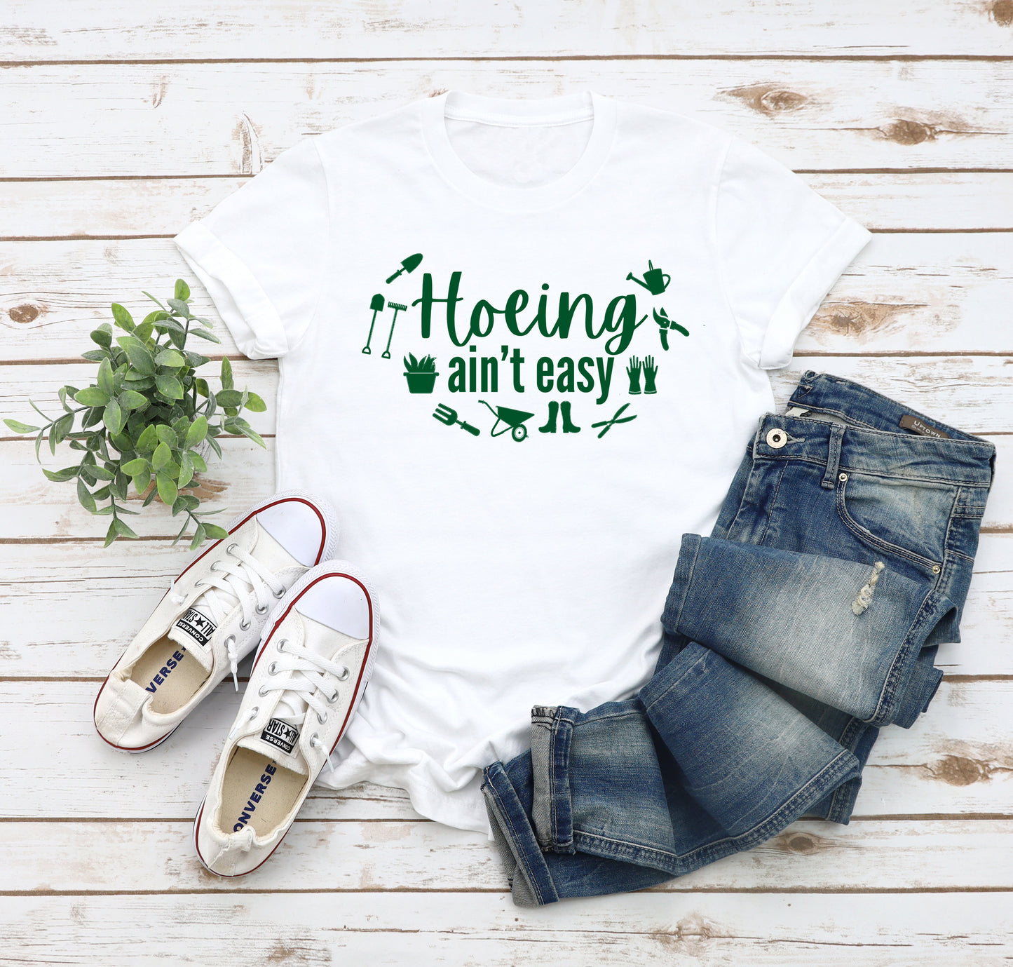 Hoeing Ain't Easy (Gardening) Jersey Short Sleeve Tee